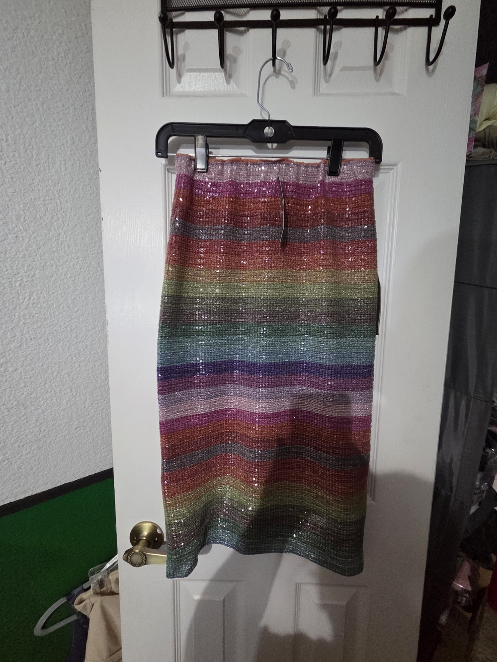 NWT Eva Mendes For NY Multicolor Sequin Midi Skirt - SIZE Xs